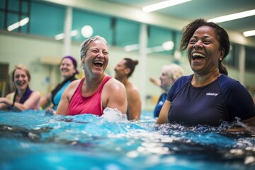 Fototapeta premium Older people in swimming pool