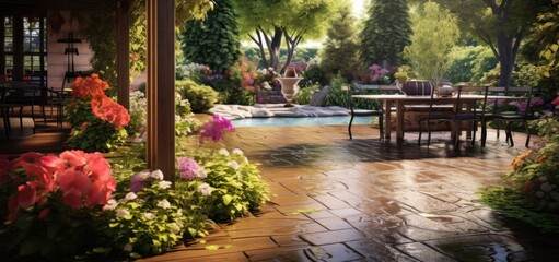 Beautiful garden with terrace
