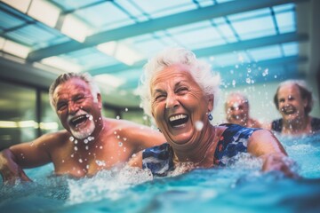 Obraz na płótnie Canvas Older people in swimming pool