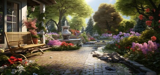 Beautiful garden with terrace