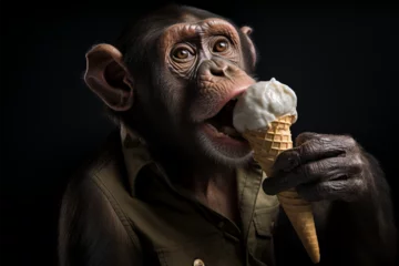 Schilderijen op glas monkey eating ice cream © mongkeyD