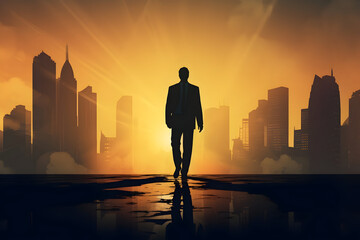 Fototapeta premium Pursuing Ambitions The Silhouette of a Determined Businessman Chasing His Dreams