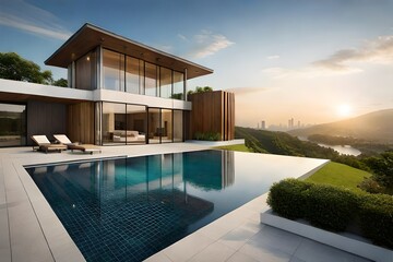 luxury swimming pool generated Ai 