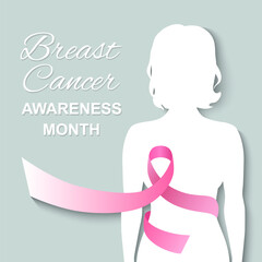 Breast Cancer Awareness. Pink ribbon. Vector illustration.