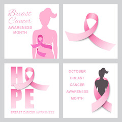 Breast Cancer Awareness. Pink ribbon. Vector illustration.