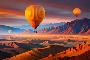 hot air balloon over region country generated Ai 