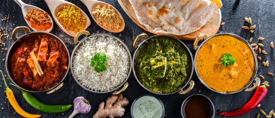 Composition with indian dishes - obrazy, fototapety, plakaty