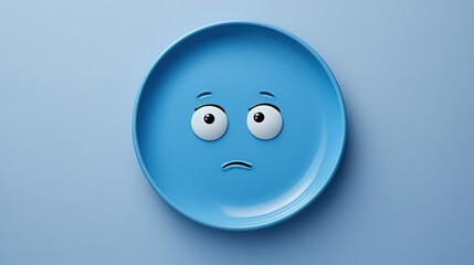 Top view of the drawing sad face, Blue monday and mental health concept. Generative Ai