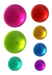 Set of round shape sphere ball or button in 3d rendering isolated on transparent background for decoration and design element concept.