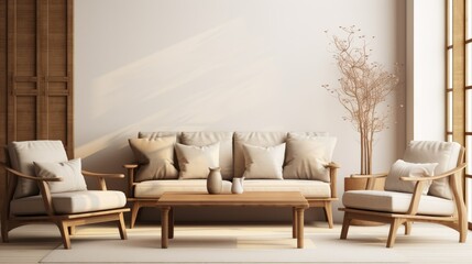 Fototapeta na wymiar Cozy and Inviting: Natural Lighting and Decorative Wall Panels Set the Tone for a Homey Ambiance