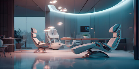Futuristic dental cabinet, futuristic medicine concept, realistic design illustration, generative ai - 645398119