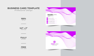 Fuchsia wavy business card design, abstract card template background