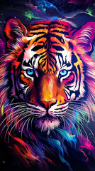 tigre colorido neon