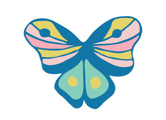 Butterfly doodle vector. Bright insect. Butterfly silhouette in trendy style. Sticker, tattoo, postcard. Vector illustration