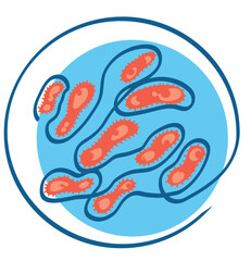 One line drawing of Large bacterial colony
One continuous line drawing of virus.
