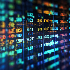 Digital stock exchange market chart. Colorful numbers of market price changes