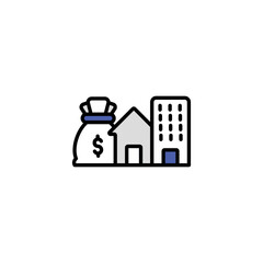 Assets icon design with white background stock illustration