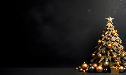 A beautiful christmas tree black and gold banner - Festive celebration design