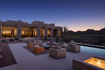Deurstickers A high end residence located in Scottsdale, Arizona. Gentle calming dark chill out vibes © indofootage