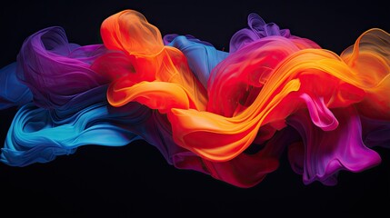  a multicolored liquid swirl on a black background with a black background.  generative ai