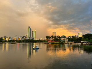 Fototapeta premium Sunset in Hanoi, Vietnam, after storm