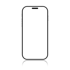 Mobile phone with blank screen isolated on white background
