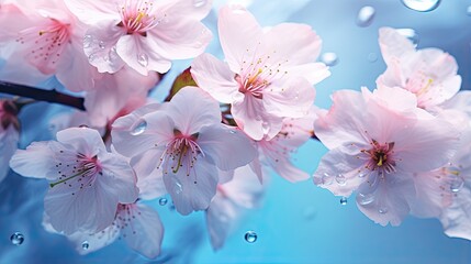  a bunch of pink flowers with water droplets on the petals.  generative ai
