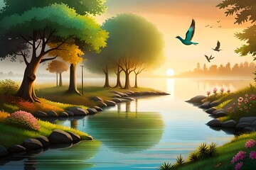Obraz na płótnie Canvas tropical island with trees Generated Ai