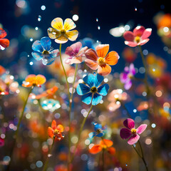 Fototapeta na wymiar colorful meadow flowers, small flowers of various colors, spring picture