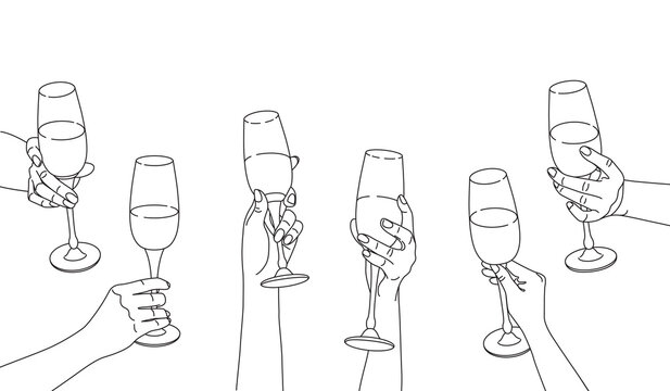 Women Hands Holding Wine Glasses
