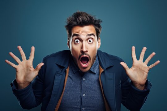 Surprised man with bulging eyes.