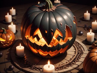 Halloween pumpkin with candles