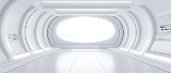 Empty futuristic white room with copy space for presentation product.