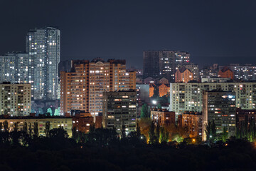 High rise residential districts at night