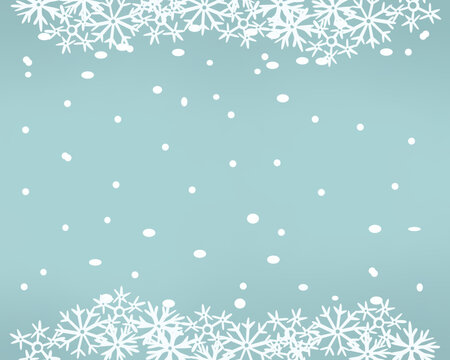 winter blue background with white snowflakes 