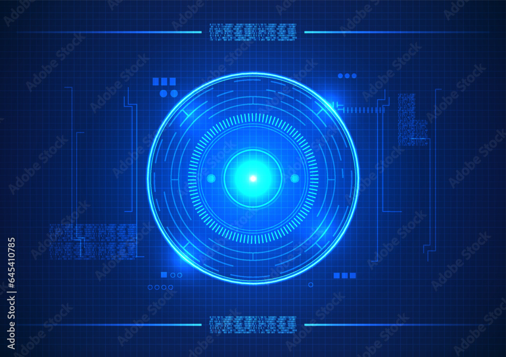 Poster screen technology the circle in the center has a gradient overlay with a number code as the element.