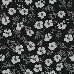Grunge floral seamless pattern