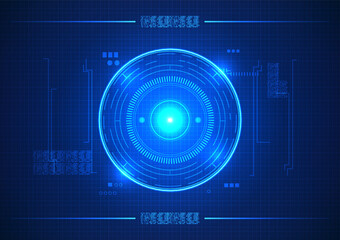Screen technology The circle in the center has a gradient overlay with a number code as the element. It is a technology screen that is suitable for wallpaper work. Technology-related job brochures
