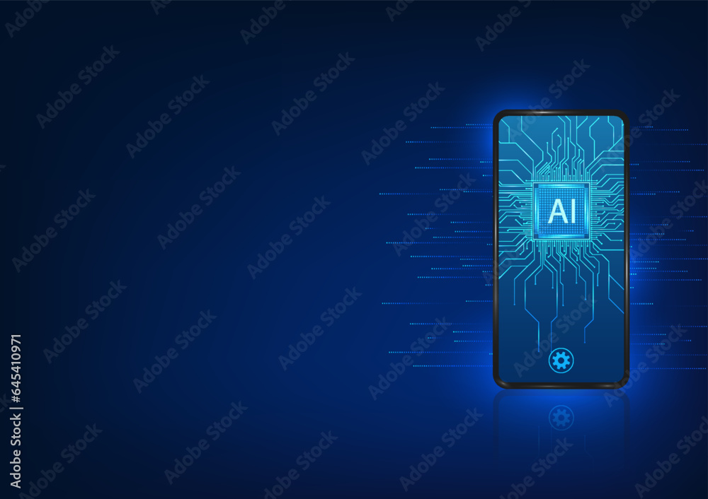 Poster smartphone technology that has an artificial intelligence microchip inside. refers to mobile technol
