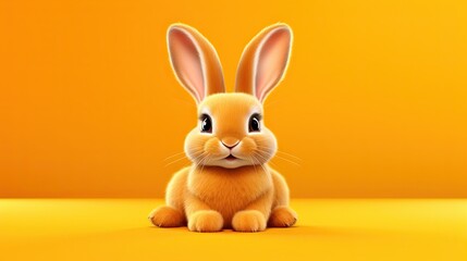 Fototapeta na wymiar a rabbit sitting on a yellow surface with a yellow background. generative ai