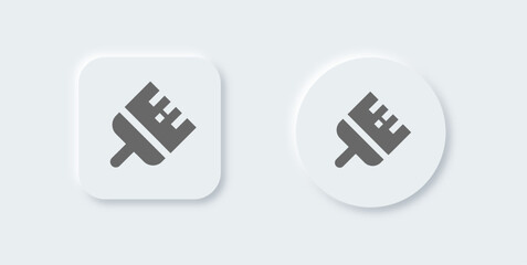 Brush solid icon in neomorphic design style. Paint signs vector illustration.
