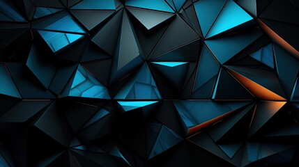  an abstract background of blue and orange shapes with a black background.  generative ai