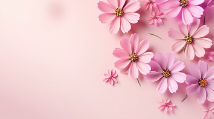 Fototapeta na wymiar pink flowers on a pink background with a place for text. generative ai