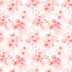 Sakura cherry blossom, Seamless watercolor floral patterns. Japanese abstract style. Use for wallpapers, backgrounds, packaging design, or web design
