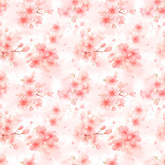 Sakura cherry blossom, Seamless watercolor floral patterns. Japanese abstract style. Use for wallpapers, backgrounds, packaging design, or web design