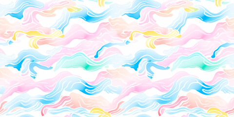 Watercolor abstract line seamless pattern. Minimalist Japanese style art background. Simple texture for wallpaper or package design