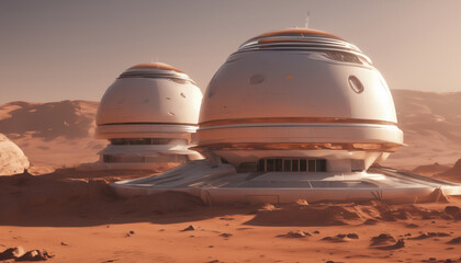 Fototapeta na wymiar Mars Planet Habitat Space Exploration Settlement Establishment Space Travel