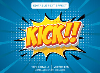kick 3D text effect template
