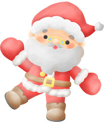 Adorable Christmas Santa Claus wave Watercolor