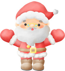 Adorable Christmas Santa Claus hands up Watercolor